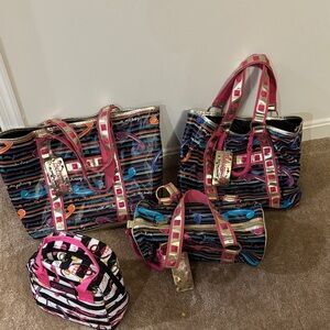 Colorful Striped Women's Tote Bag SetBetsey Johnson CALL ME Collection